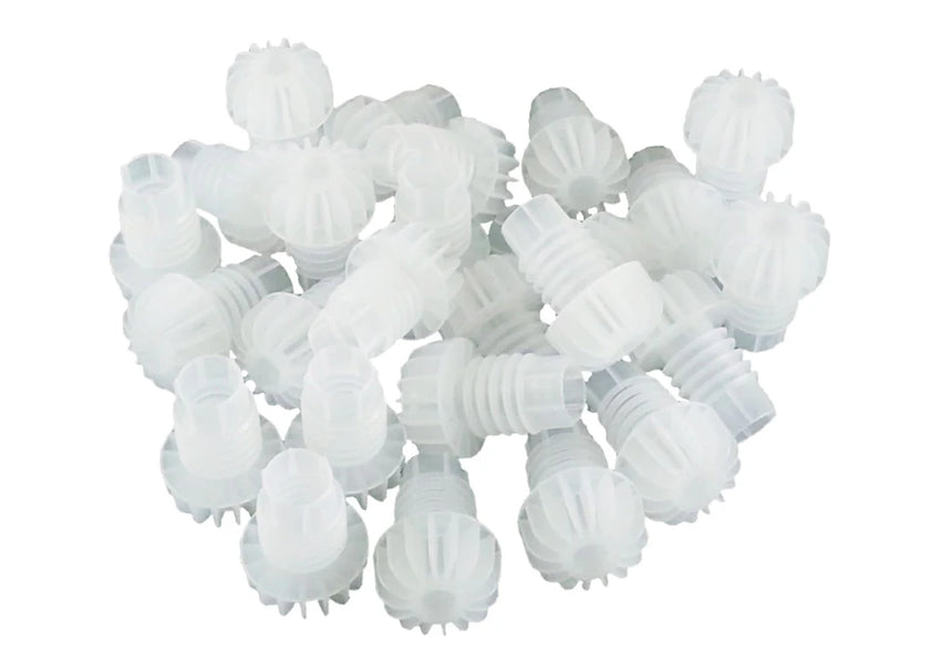 Champagne Stoppers - White Plastic  30/pk